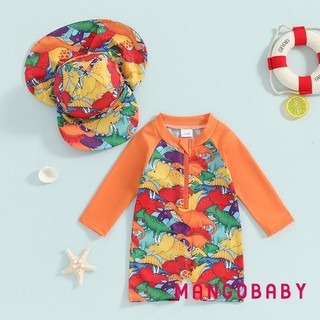 Mg-toddler Bé Trai Rash Guard Áo Liền Quần Dài Tay Rùa / Khủng Long In Đồ Tắm Cho Bé Đồ Bơi Có Mũ Bơi