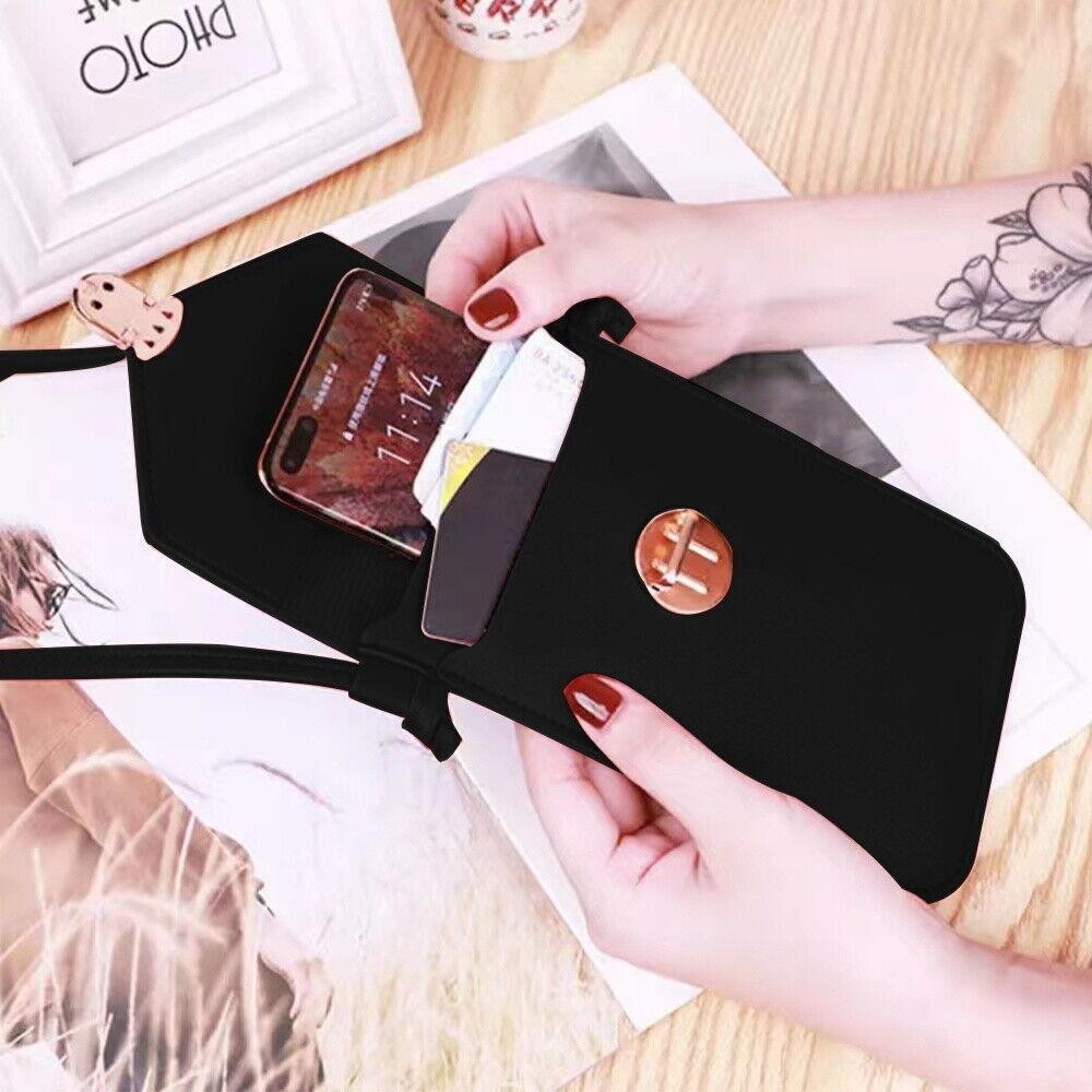 Ví điện thoại di động GOODH, Túi điện thoại di động chức năng màn hình cảm ứng, Dây đeo thời trang Ví di động bằng da PU Điện thoại thông minh