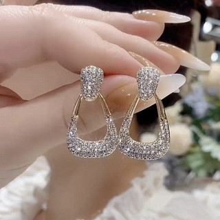 S925 Bạc Kim Full Kim Cương Hình Học Bông Tai Niche Cao Cấp 2024 Thời Trang Mới Nữ Nhẹ Bông Tai Sang Trọng