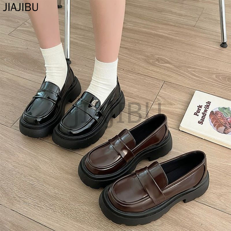 Giày Da Nâu Phong Cách Anh Quốc Giày Nữ Thời Trang Giày Đồng Phục JK Của Nhật Korean Fashion Platform Round Toe Mary Jane Shoes Non-slip Thick Heel Loafers Giày Đi Học Màu Đen Giày Da Sinh Viên Phong Cách Đại Học Princess Doll Shoes Cosplay Giày Lolita