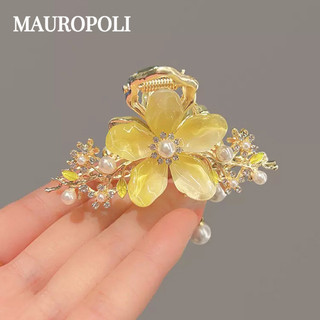 Mauropoli [Sẵn Sàng] Tính Khí Cổ Ngọc Trai Mộc Lan Hoa Tua Rua Kẹp Siêu Cổ Tích Đầu Sau Cá Mập Kẹp Tóc Tươi Phụ Kiện Tóc
