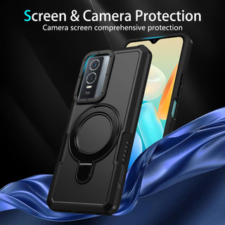 Dành Cho Vivo Y76 5G / Y76s Ốp điện thoại PC Cứng Mặt Sau Mềm TPU Edge Quân Sự Cấp Chống Rơi Chống Sốc Mỏng Bao
