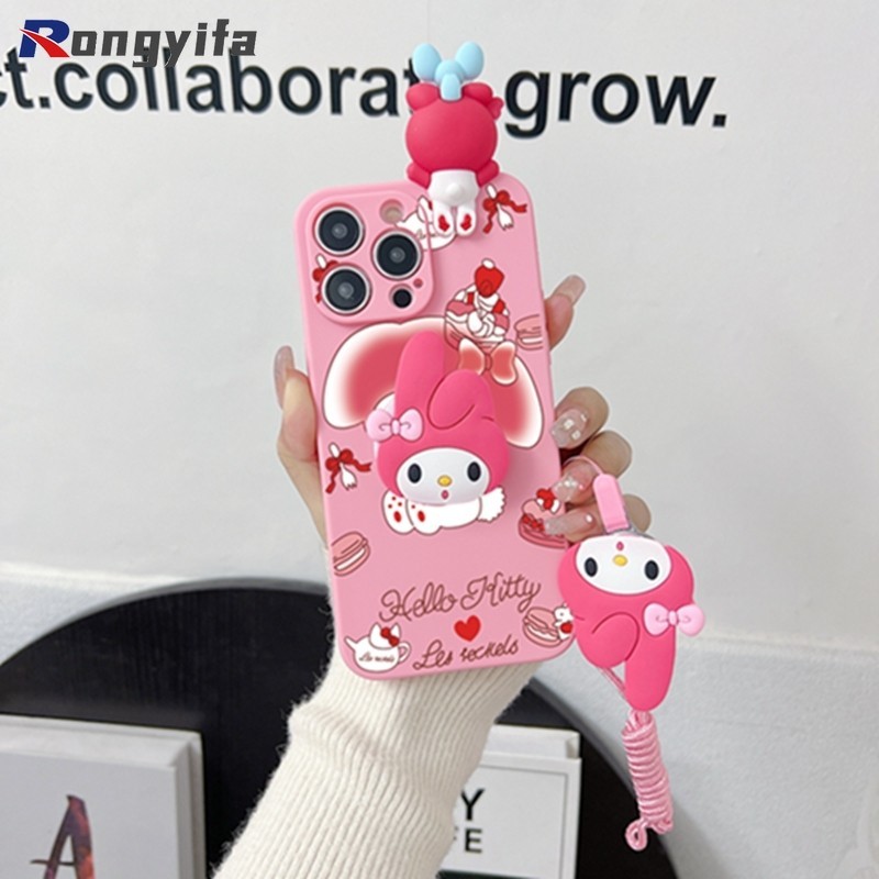 Ốp Điện Thoại Dây Có Chân Đế Cho Samsung Galaxy M54 F54 M14 M33 M53 M52 M62 F62 M51 M31 M21S M30S M21 F13 M13 4G F14 F23 M23 5G Vỏ Mềm Giai Điệu Dễ Thương Cô Gái Màu Hồng Vỏ Bảo Vệ Mềm