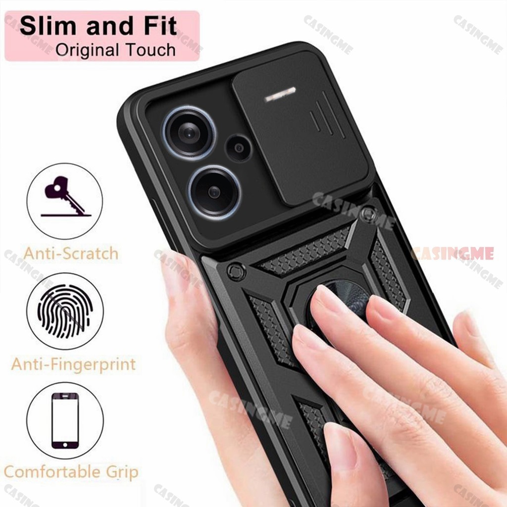 Vỏ giáp chống sốc Redmi Note 13 Pro + 5G cho Redmi Note13Pro + Note 13 Pro Plus + 13Pro + Giá đỡ vòng từ tính trên ô tô Kéo đẩy Bảo vệ Camera Vỏ điện thoại Ốp lưng máy ảnh