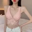 ESSENCEH Áo hai dây ren gợi cảm, Áo hai dây rỗng ngắn thoáng khí, Thời trang rỗng thời trang Dây đeo mềm mại Crop Top Nữ