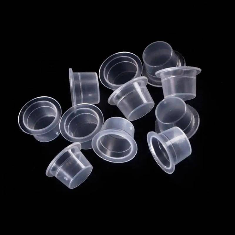 100 cốc mực xăm dùng một lần trang điểm vĩnh viễn sắc tố trong suốt khung hộp đựng