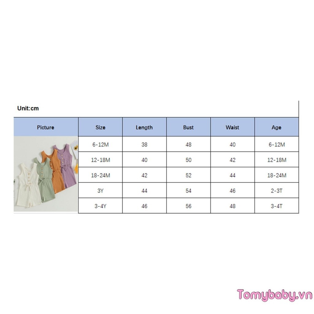 Bộ áo liền quần không tay mùa hè cho bé gái Bộ áo liền quần màu trơn Quần short tổng thể cho quần áo trẻ mới biết đi