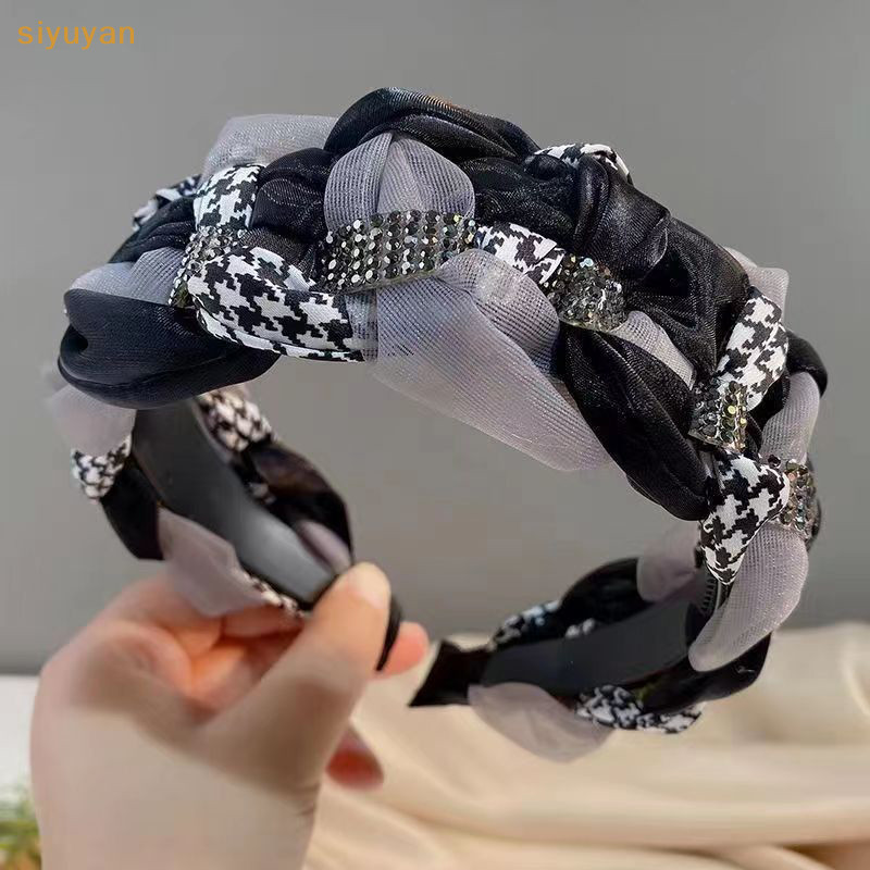 Siyuyan Thời Trang Ngọt Ngào Retro Tóc Cho Nữ Bé Gái Xoắn Đan Băng Đô Quấn Tóc Nhiều Màu Sắc Dệt Ngọc Trai Rộng Mũ Phụ Kiện Tóc VN
