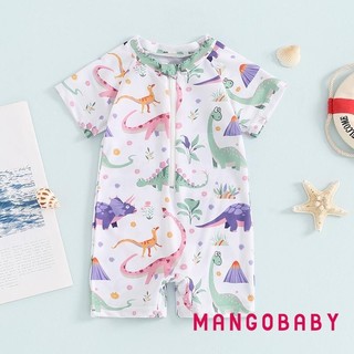 Mg-baby Boy 's Dinosaur Swimsuit Cổ Tròn Nửa Zip Up Tay Ngắn Rash Guard Đồ Bơi Trẻ Sơ Sinh Tập Đi Bộ Đồ Tắm