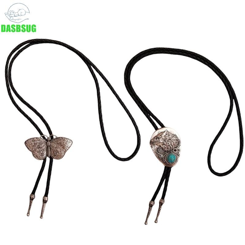 Dasbsug Rodeos Bolo Tie Dành Cho Nam Nữ Kim Loại Đại Bàng Bướm Mặt Dây Da Cà Vạt