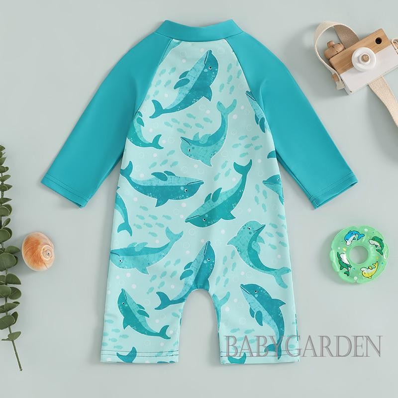 / / -3 Tuổi Bé Trai Bé Gái Rash Guard Đồ Bơi Động Vật / Hoa / Cây In Hình Dài Tay Mock Cổ Zip Bộ Đồ Tắm
