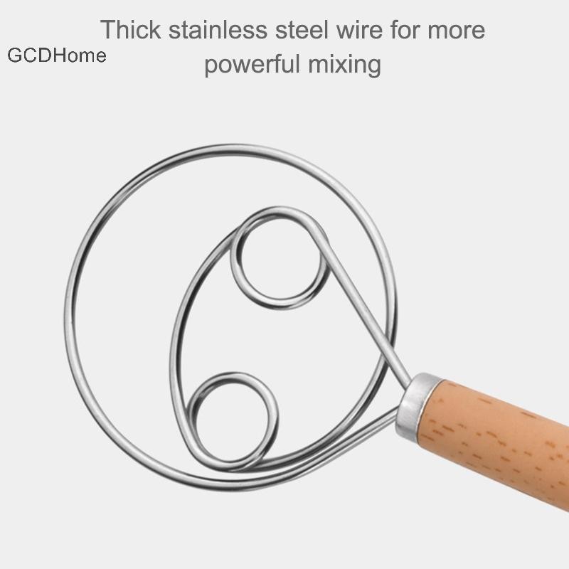Gcdhome 10 Inch Sáng Tạo Tay DIY Đan Mạch Bánh Mì Thép Không Gỉ Máy Nướng Bánh Mì Bột Đánh Trứng Dụng Cụ Trộn Tay Cầm Bằng Gỗ HOT
