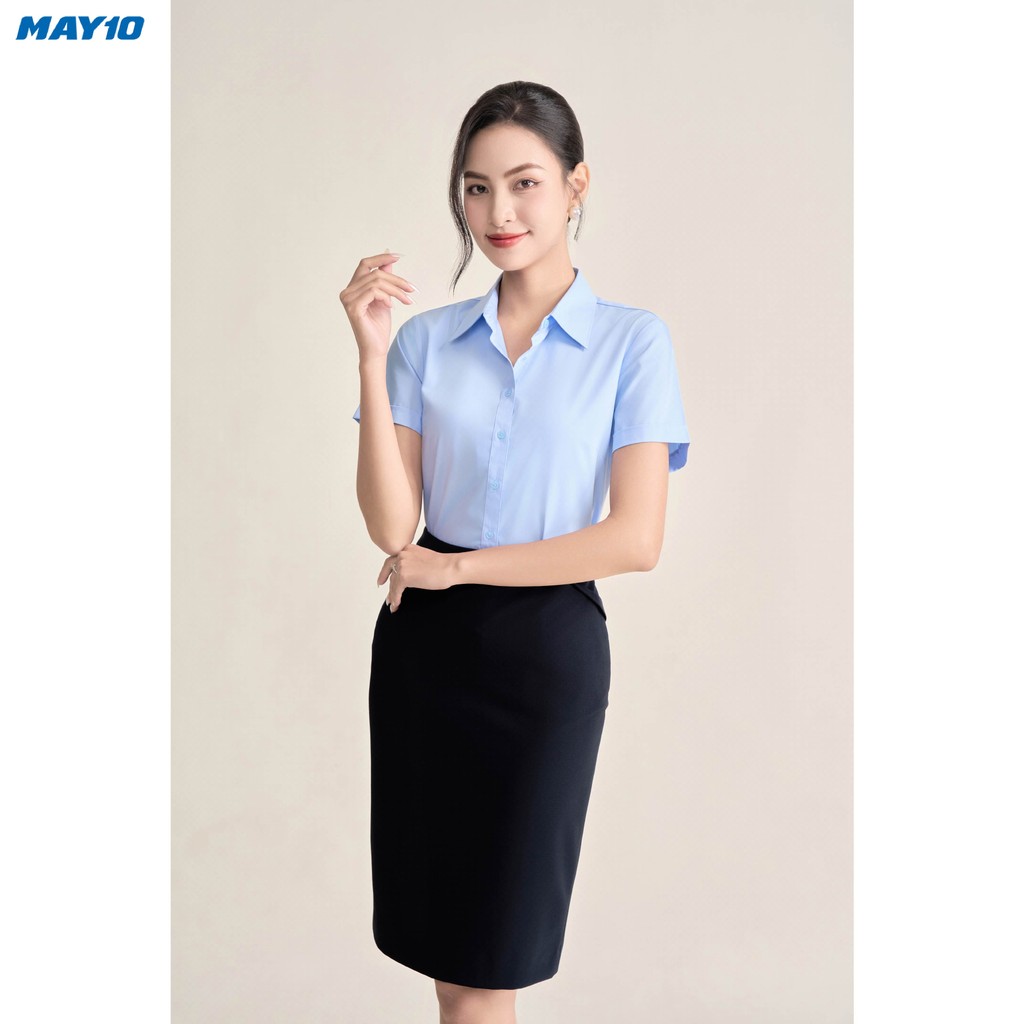 Mô tả Áo sơ mi nữ màu xanh May 10 màu AM072 - 1