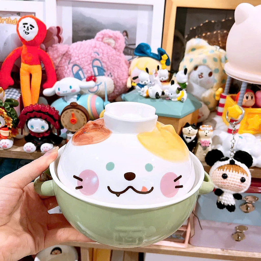 Tô Sứ Úp Mỳ Hình Con Vật Cute - Bát Ăn Mỳ Tôm 700ml 2 Công Dụng Gốm Sứ Cao Cấp