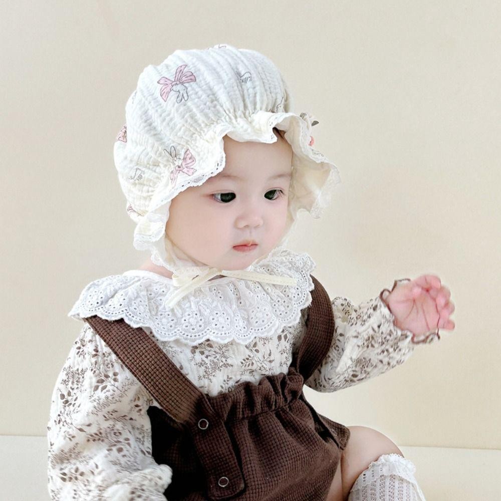 RTJIFSS Bé Gái Bonnet, Cotton Thoáng Khí Sơ Sinh Bonnets, 2025 Có Thể Điều Chỉnh Chống Nắng Cho Bé 0-12M Mũ Chống Nắng Mùa Xuân Thu
