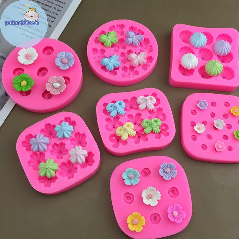 Pufangbliss Hoa Camellia Khuôn Silicon Khuôn Nướng Bánh Kẹo Trang Trí Bánh Dụng Cụ Hình Nhựa Đất Sét Sô Cô La Khuôn Nướng Bánh VN