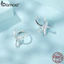 Bamoer 925 Sterling Sliver Vòng Bông Tai Thiết Kế Nơ Dễ Thương Hàng Ngày Ocassion Trang Sức Quà Tặng Cho Nữ Bé Gái Học Sinh