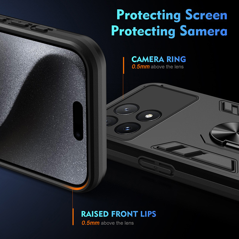 Dành cho Xiaomi Poco X6 Pro 5G Vỏ giáp chắc chắn có giá đỡ nhẫn Vỏ bảo vệ chân đế
