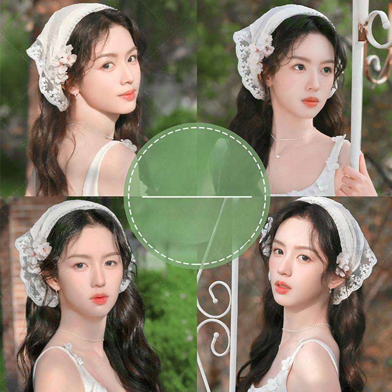 Băng đô ren trắng hình dạng tam giác, phong cách Pháp, thời trang và phù hợp cho mục vụ