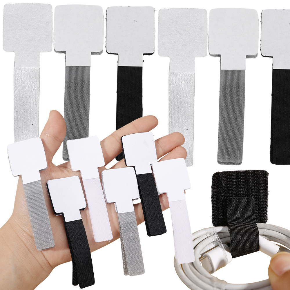 Bộ sắp xếp cáp 10Pc - Dây buộc khóa kéo phân loại cáp dữ liệu - Dụng cụ cố định mặt sau tự dính - Nhãn dán cố định đa chức năng trong gia đình - Dây buộc cáp treo tường cho dây nguồn, tai nghe
