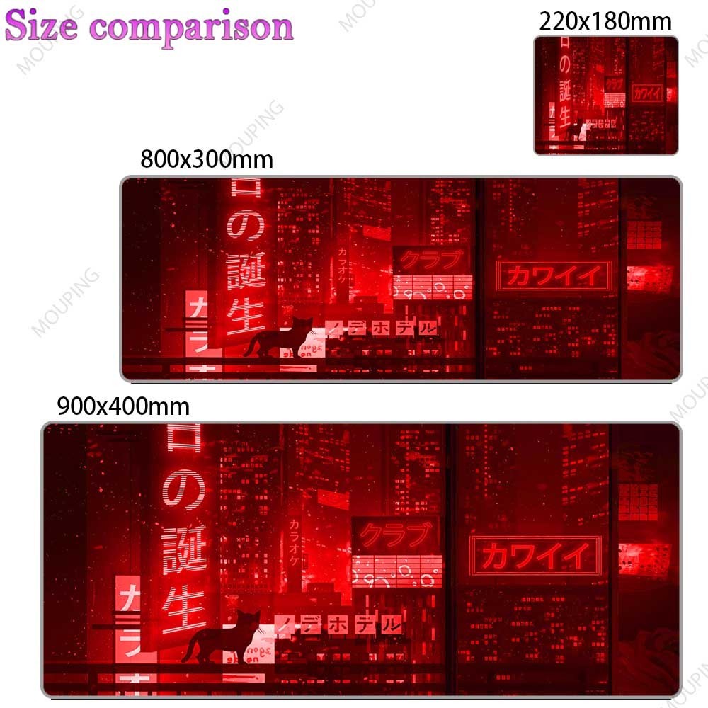 Neon Tím Nhật Bản Chuột Miếng Lót Game Thủ Văn Phòng Laptop Để Bàn Thảm Chơi Game Laptop Mousepad Kawaii Bàn Phụ Kiện Vaporwave Thảm Văn Phòng