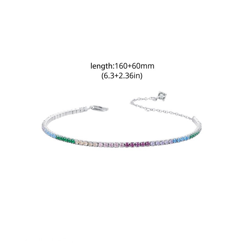 Bamoer 925 Sterling Sliver Vòng Tay Trang Sức Cầu Vồng Quà Tặng Cho Nữ