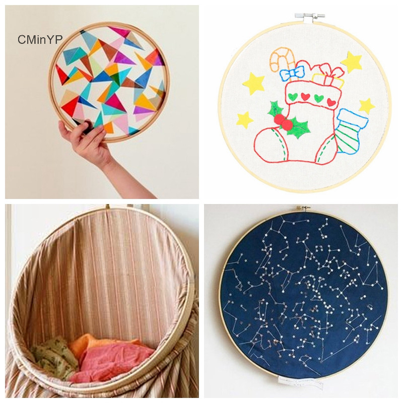 Cyinyp Tre Khung Thêu Nhẫn DIY Thêu Paing Cross Kit Tròn Khung Tre Dụng Cụ May Trang Trí Nhà Cửa Vinh Quang
