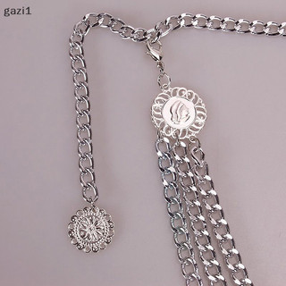 [gazi1] Thắt Lưng Thời Trang Nữ Hông Cao Cấp Vàng Bạc N Dây Kim Loại Chunky Viền Pha Lê Dây Xích Corset Dây Xích Boutique