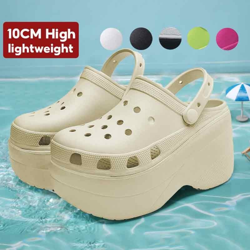 Nhẹ Phong Cách Châu Âu 10cm / 4Inch Cao Cấp Clogs Cao Su Chunky Sandal ...