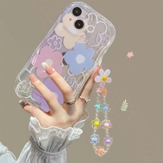 Ốp Lưng Dây Đeo Cổ Tay Hoa Cười Cho Samsung Galaxy A13 A53 A33 A73 A23 A05 A54 A14 A34 A35 A24 A05 A05S A15 A55 A72 Ốp Điện Thoại Viền Cong In 3D