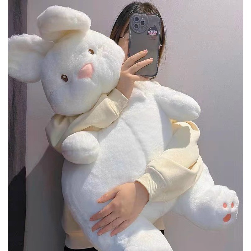 Gấu bông thỏ trắng béo bụng Gấu bông thỏ vô tri đáng yêu người bạn dễ thương luôn bên cạnh bạn kích thước 40-80 cm
