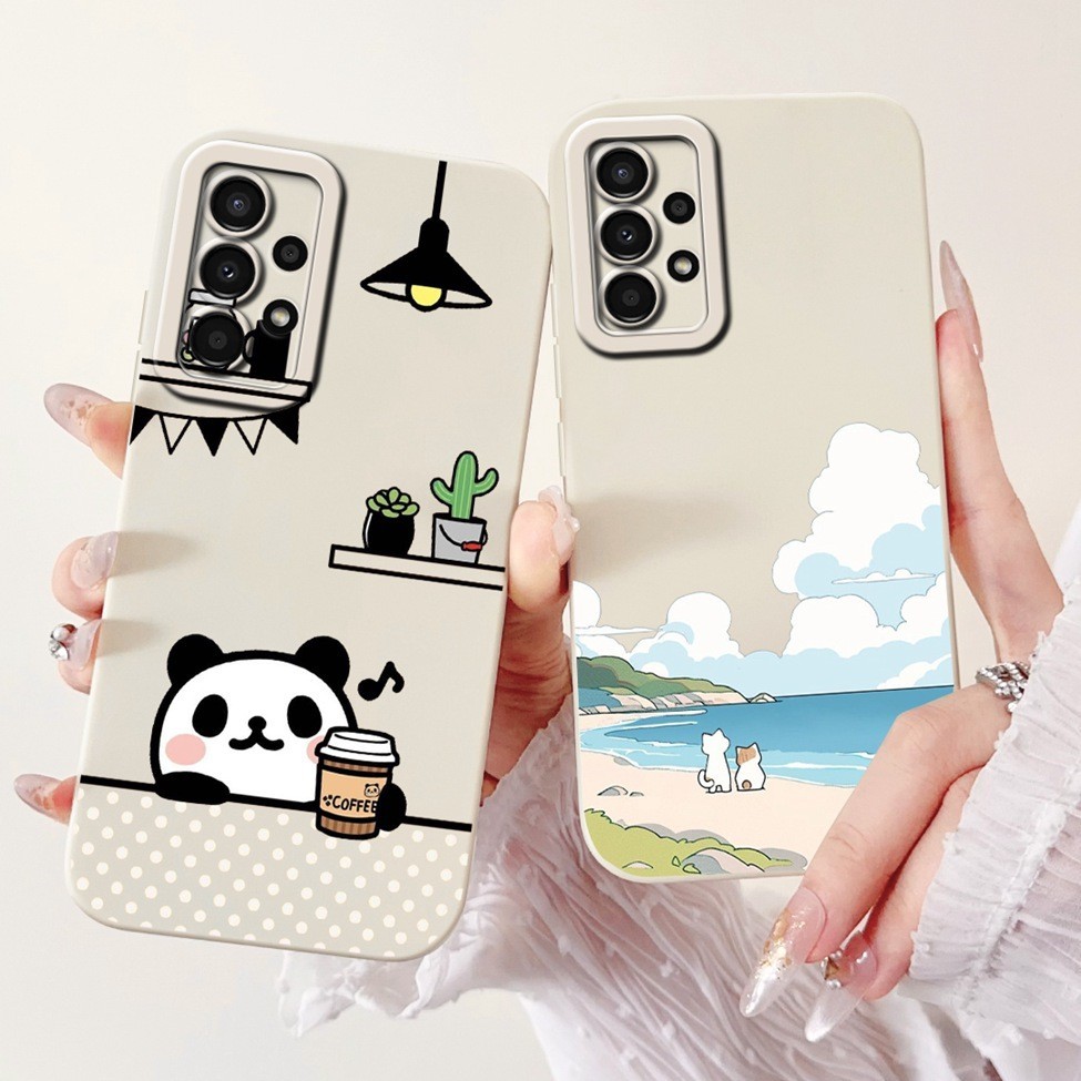 Dành Cho Samsung A32 4G Ốp Lưng Thẩm Mỹ Mèo Dễ Thương Sơn Cà Phê Silicon Chống Sốc Cho Samsung Galaxy A32 Vỏ A325F A325M