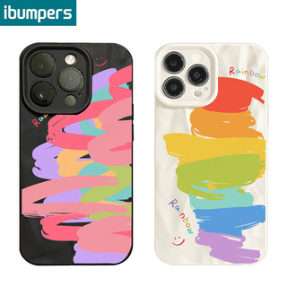 ibumpers Ốp lưng Iphone hàn quốc đơn giản cầu vồng họa tiết nhám Ốp điện thoại mỏng silicone mềm chống sốc cho iphone 15 14 12 13 11 pro max ip 7 8 plus iphon x xs xr xs max