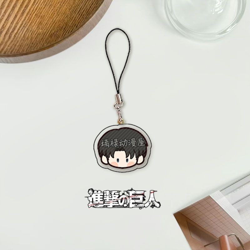 Tấn công Titan Điện Thoại Di Động Dây Eren Levi Erwin Acrylic Mặt Dây Chuyền Kawaii Dây Treo Dây Điện Thoại Trang Trí