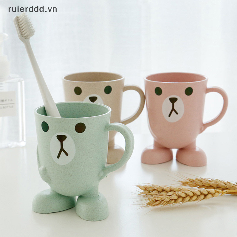 # New # Home Phòng tắm Tumbler Cốc nước súc miệng Rơm lúa mì Hoạt hình Động vật Bàn chải đánh răng.