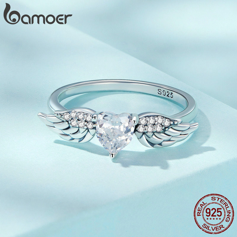 Nhẫn Bạc Bamoer 925 Cánh Tình Yêu Quà Tặng Trang Sức Cho Nữ