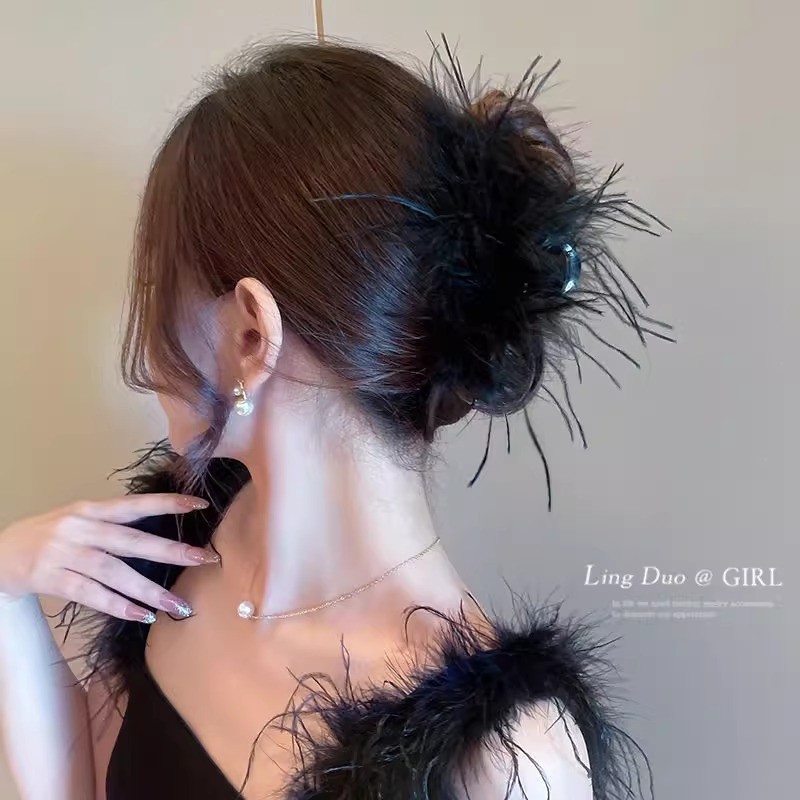 Nơ Lấy Kẹp Lưng Đầu Nửa Tie Tóc Influencer Nữ Cá Mập Lấy Kẹp Mũ Đội Đầu