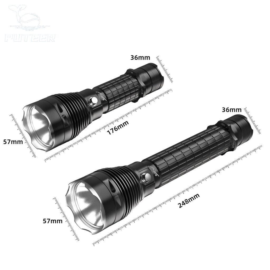 Đèn pin lặn PUTEER DY52 - Siêu sáng, chống thấm nước IPX8, ánh sáng vàng ấm cho câu cá