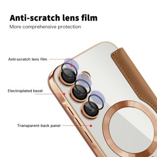 Ốp Điện Thoại TPU Cho Samsung A56 A55 A36 A35 A26 A17 A16 A15 A07 A06 A05S S26 Ultra Plus FE Vỏ Da Từ Tính Mạ Chống Sốc Cạnh Mềm Vỏ Bảo Vệ Toàn Bộ Ống Kính