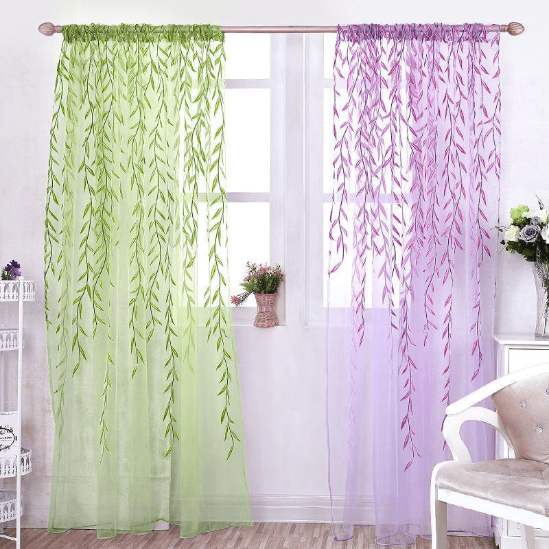 Rèm Sheer Xanh Và Tím 100 * 270cm - Xử lý cửa sổ vải tuyn mềm cho phòng ...