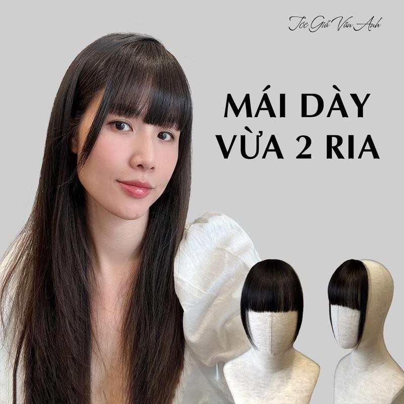 Mái dày vừa 2 ria tóc thậ.t nữ (không có tóc phía sau)- Tóc Giả Vân Anh