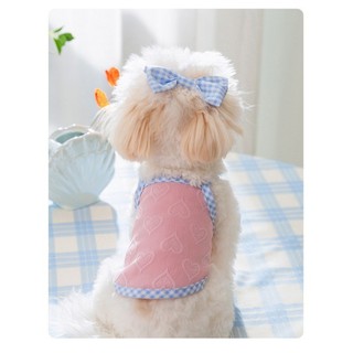2 Chiếc Shihtzu Chó Clothe Puppy Kẹp Tóc Mùa Hè Sling Quần Áo Và Nơ Kẹp Tóc Thú Cưng Mèo Quần Áo Cho Chó Nữ Áo Thun Quần Áo