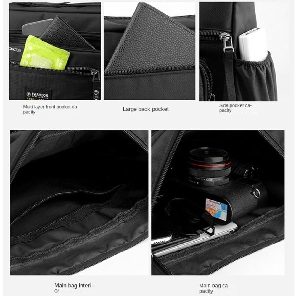 Túi Messenger JVSUB, Túi đeo chéo du lịch bằng Nylon hình vuông, Túi đeo vai nhiều lớp có dây kéo sức chứa lớn sang trọng Unisex