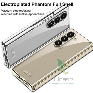 Ốp lưng trong suốt viền mạ điện siêu mỏng mỏng Samsung Galaxy Z Fold 6 Z Fold 5 Z Fold 4 Vỏ trong suốt thân thiện với da