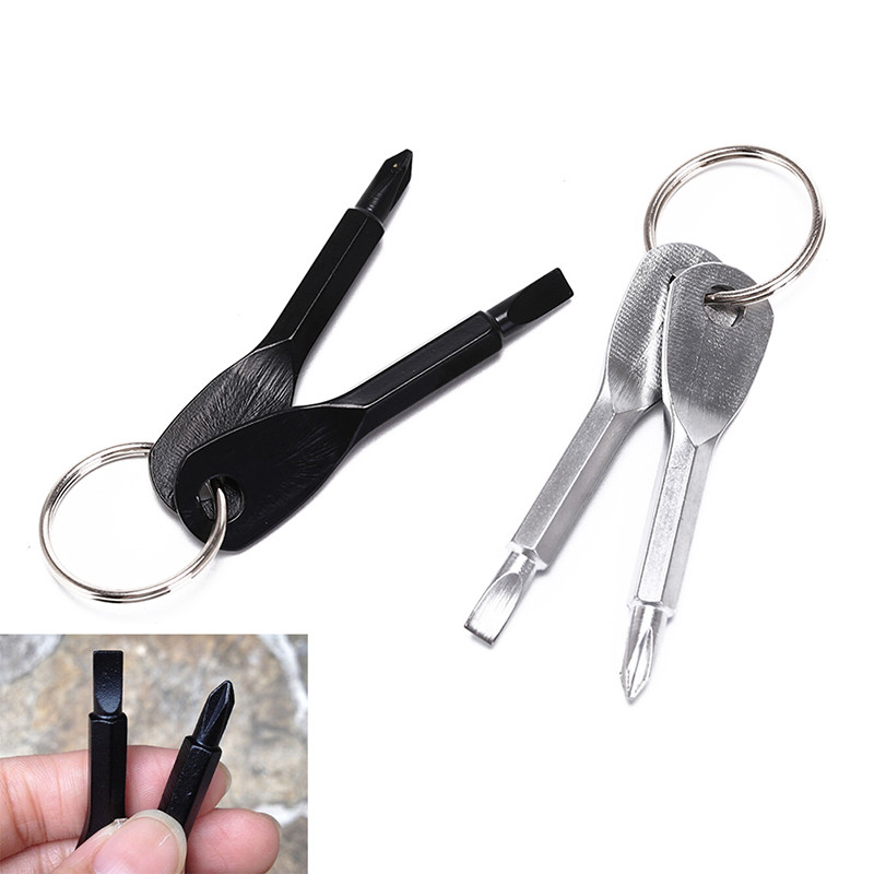 Tmoy 2 Cái / bộ Đa Dụng Cụ Móc Khóa Tua Vít Ngoài Trời Bỏ Túi Bộ Dụng Cụ Có Móc Khóa TCS