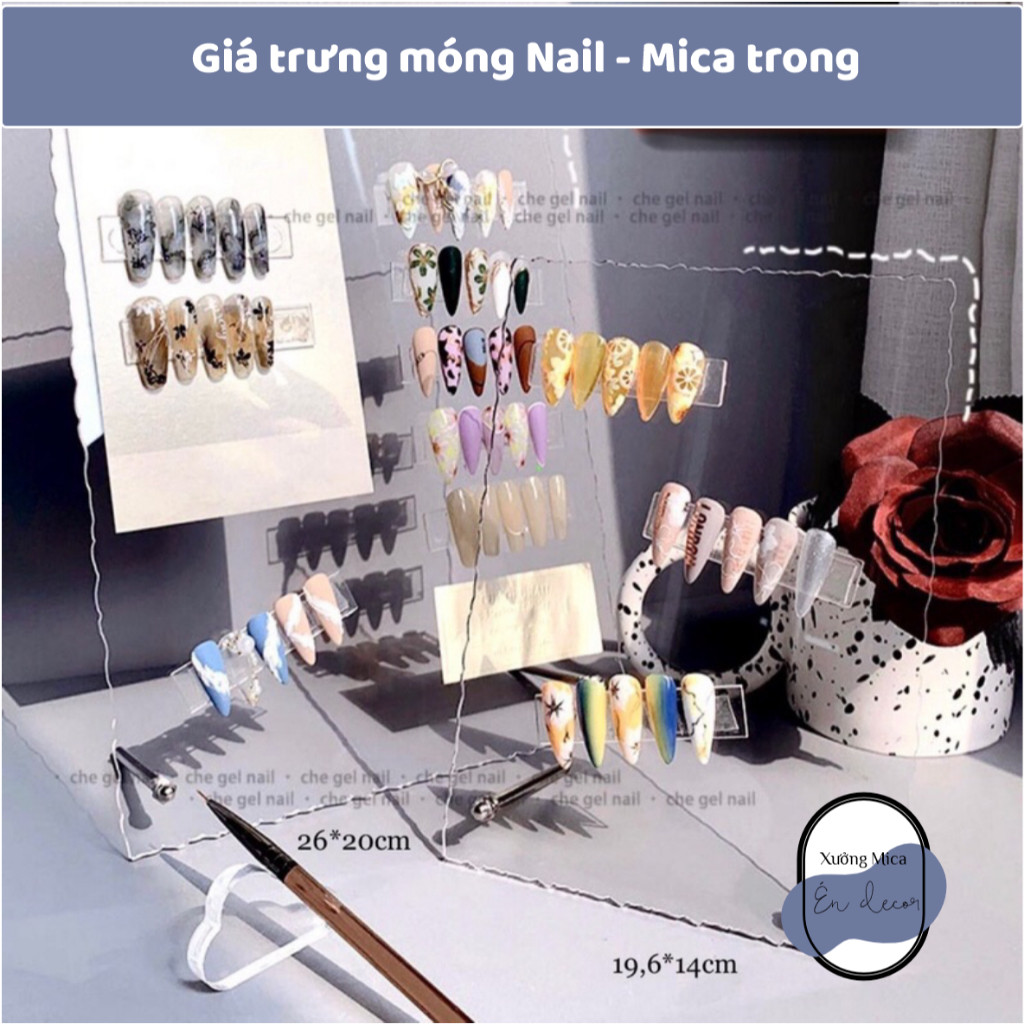 Khung trưng móng mẫu - Kệ Bảng Mica Phụ kiện nail- Sango