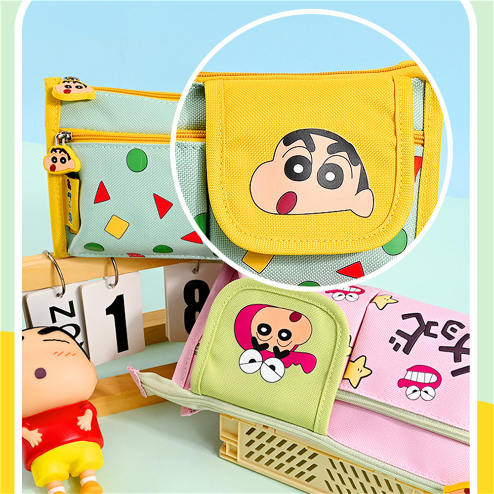Ảnh Aubess [Quà tặng] Hộp đựng bút chì Crayon Shin-Chan dung tích lớn cho học sinh Hộp đựng bút chì chống nước dễ thương Túi đựng đồ dùng học tập hoạt hình 3