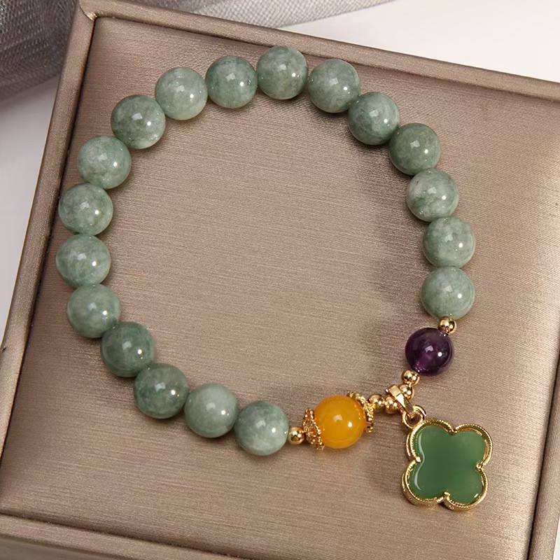 Vòng tay cỏ ba lá bằng đá tự nhiên dành cho nữ Phong cách mới Thiết kế cổ điển Vòng tay đơn giản