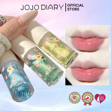 Jojo DIARY Fruity Crystal Jelly Lip Oil Hydrating Plumping Lip Coat cho Lipstick Clear Lip Plumper Serum Tint Lips Care Makeup Mỹ phẩm