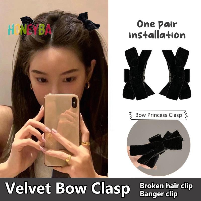 < Honeyba > 1 Nơ Ngọt Ngào Tóc Nhỏ Vuốt Kẹp Công Chúa Nhung Nơ Vuốt Kẹp Mũ Bé Gái Nữ Hàn Quốc Phụ Kiện Tóc